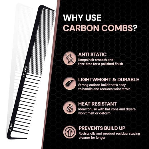 Ikonic Professional Carbon Comb - CC08|MRP 325