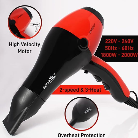 Ikonic Professional Speedy 2000W Hair Dryer - Red & Black|MRP 2775