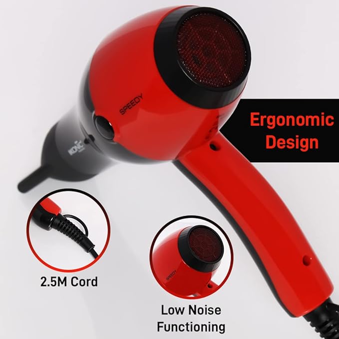 Ikonic Professional Speedy 2000W Hair Dryer - Red & Black|MRP 2775