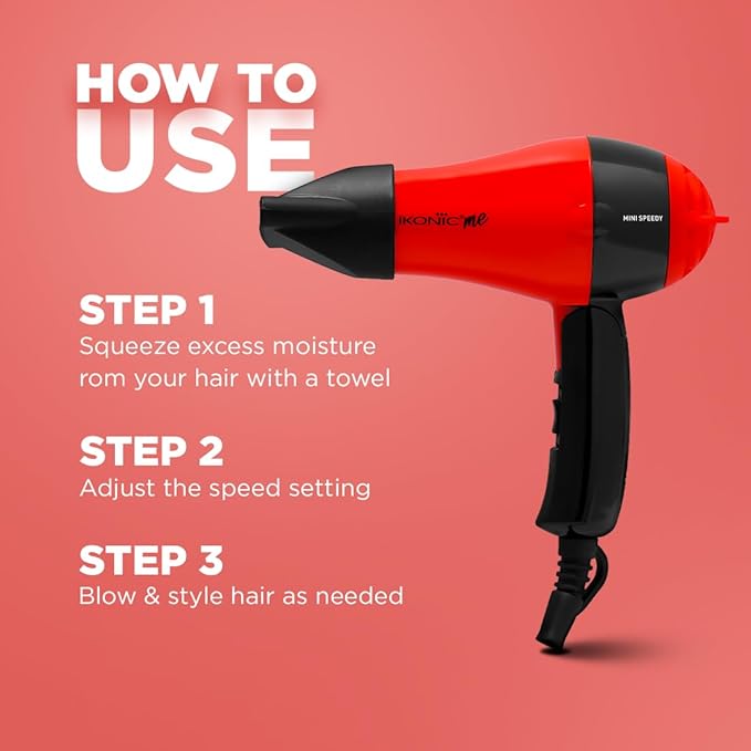 Ikonic Me Mini Speedy Hair Dryer - Red|MRP 1550