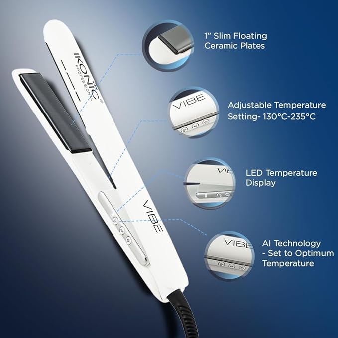 Ikonic Professional Vibe Hair Straightener - White|MRP 5900