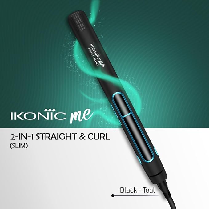 Ikonic Me 2 In 1 Straight And Curl Slim - Black & Teal|MRP 2400