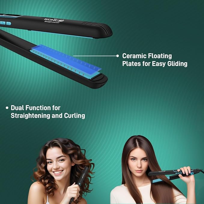 Ikonic Me 2 In 1 Straight And Curl Slim - Black & Teal|MRP 2400