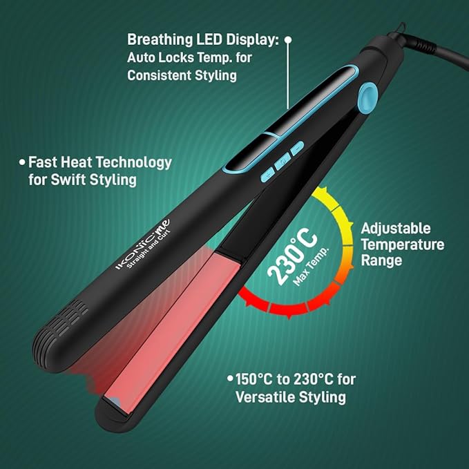 Ikonic Me 2 In 1 Straight And Curl Slim - Black & Teal|MRP 2400
