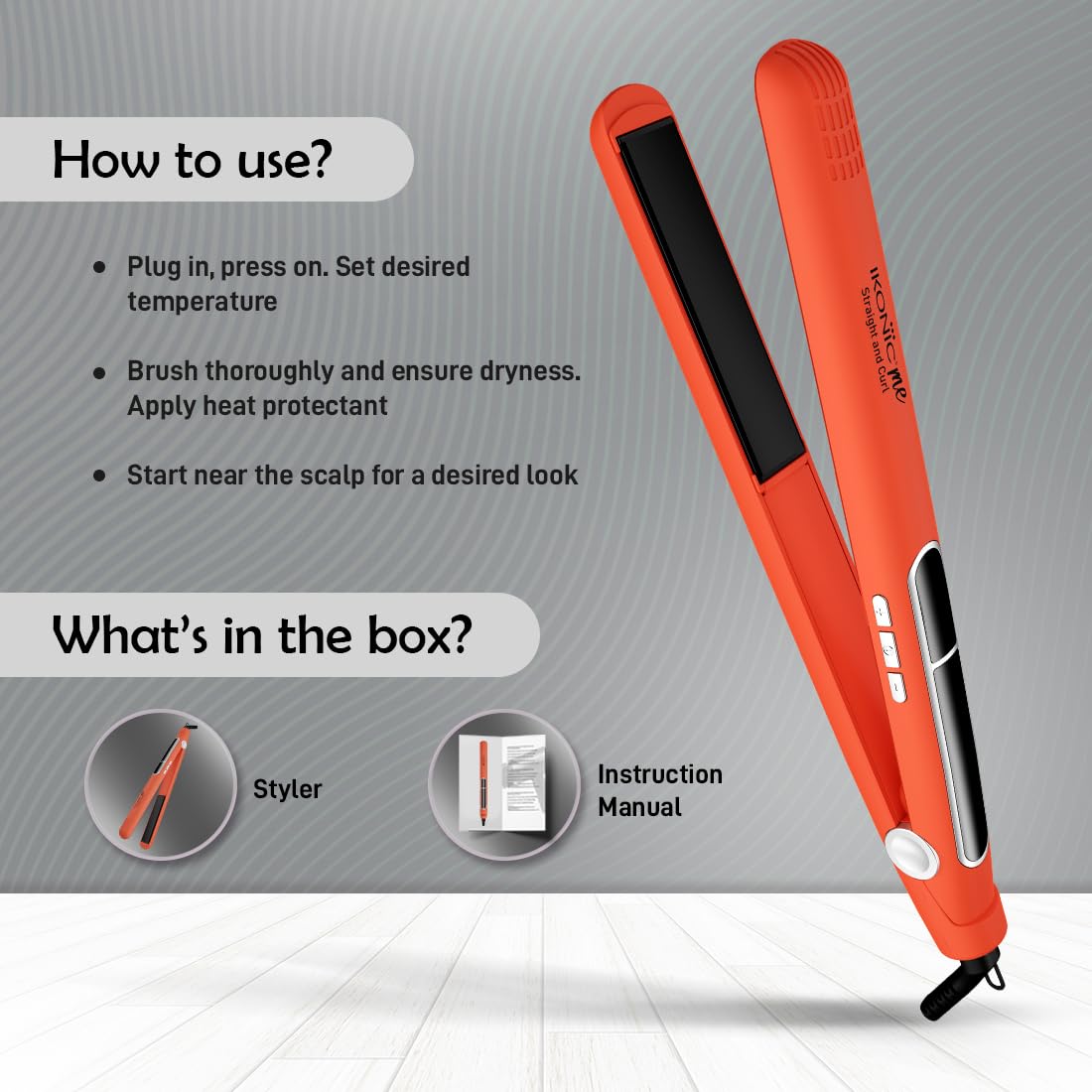 Ikonic Me 2 In 1 Straight And Curl Slim - Orange|MRP 2400