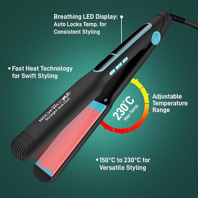 Ikonic Me 2 In 1 Straight And Curl Wide - Black & Teal|MRP 2500