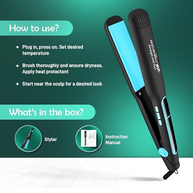 Ikonic Me 2 In 1 Straight And Curl Wide - Black & Teal|MRP 2500