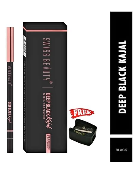 Swiss Beauty Deep Black Kajal Non Transfer Black|1.2 gms|MRP 299