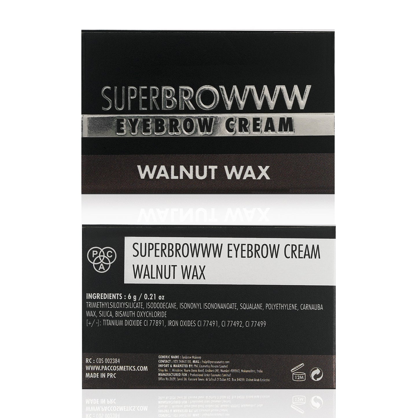 PAC Eyebrow Cream Walnut Wax – Long-Lasting Brow Defining Cream 6g
