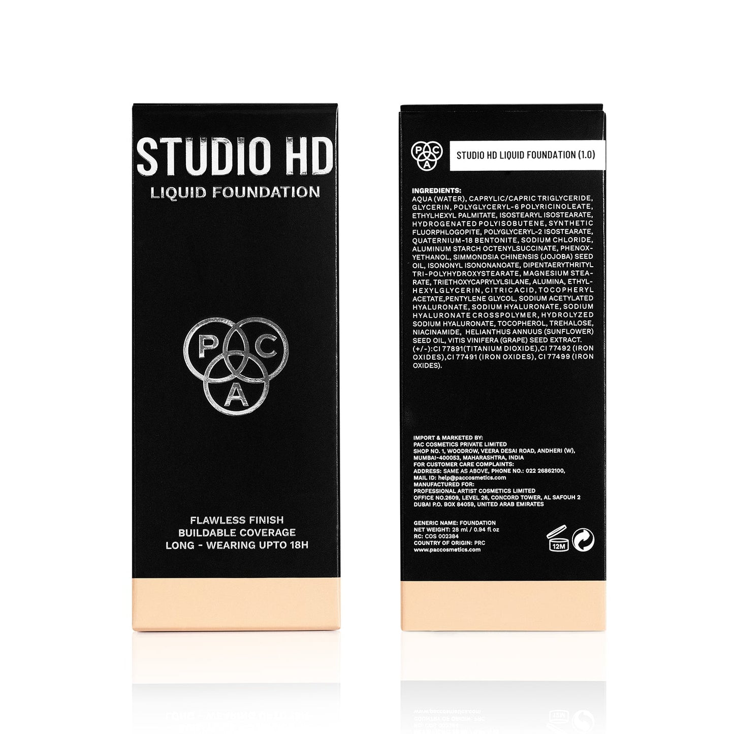 PAC Studio HD Liquid Foundation 1.0 – High Definition Coverage 28ml