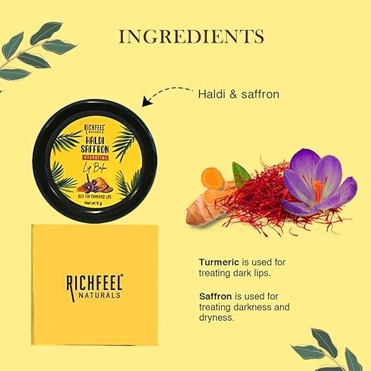 Richfeel Hydrating Lip Balm With Haldi & Saffron|6 gms|MRP 120