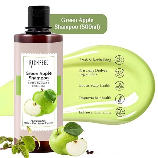 Richfeel Green Apple Shampoo For Dry & Damaged Hair|500 ml|MRP 620