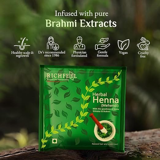 Richfeel Henna Mehendi Powder with Amla, Shikakai & Brahmi|100 gms|MRP 85