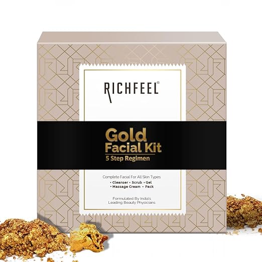 Richfeel Gold Facial Kit - Instant Glow & Bright Skin with Gold Foils|30 gms|MRP 310
