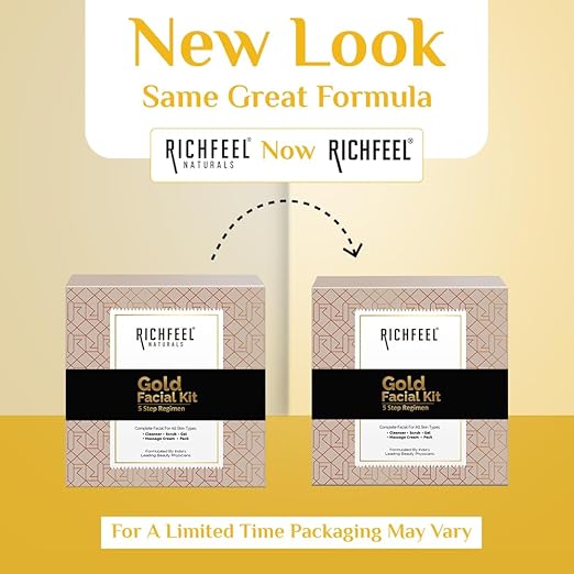 Richfeel Gold Facial Kit - Instant Glow & Bright Skin with Gold Foils|30 gms|MRP 310