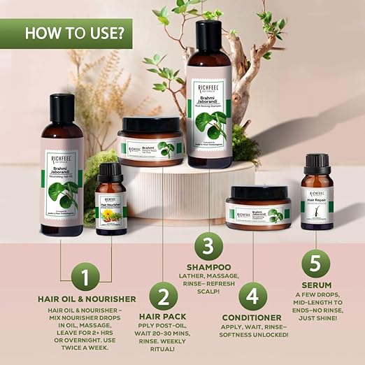 Richfeel Brahmi Jaborandi Hair & Scalp Care Kit|355 gms|MRP 1999