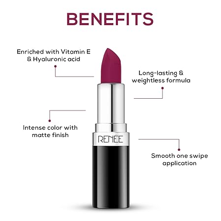 Renee Stunner Matte Lipstick - High Power|4 gms|MRP 499