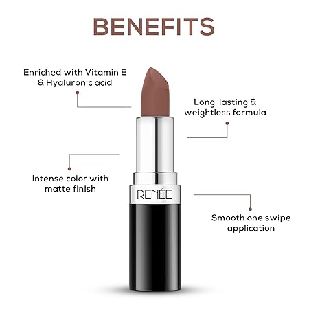 Renee Stunner Matte Lipstick - Queen Bee|4 gms|MRP 499