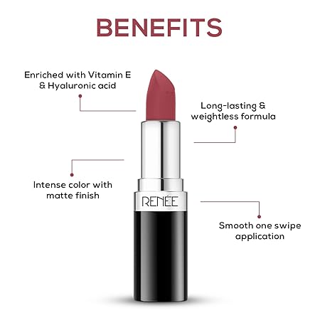 Renee Stunner Matte Lipstick - Brave Heart|4 gms|MRP 499