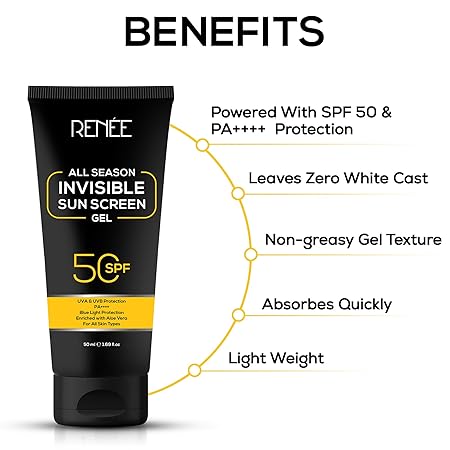 Renee All Season Invisible Sunscreen Gel SPF 50|50 ml|MRP 350
