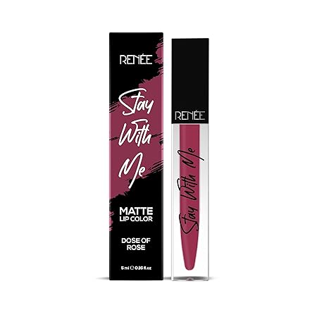 Renee Stay With Me Matte Lipstick - 29 Dose Of Rose|5 ml|MRP 599