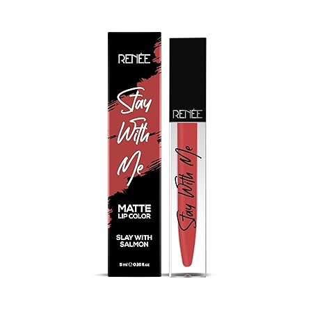 Renee Stay With Me Matte Lipstick - 27 Slay With Salmon|5 ml|MRP 599
