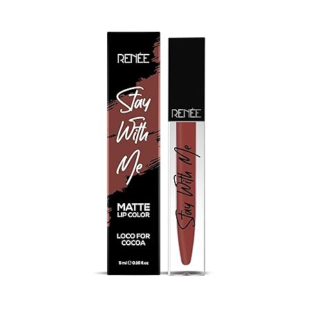 Renee Stay With Me Matte Lipstick - 26 Loco For Cocoa |5 ml|MRP 599