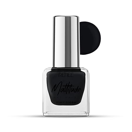 Renee Mattitude Nail Paint- Feather Black|10 ml|MRP 149