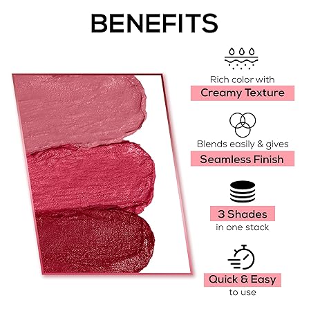 Renee Glam Stack 3 In 1 Lip & Cheek Tint - Pink|4.5 gms|MRP 650