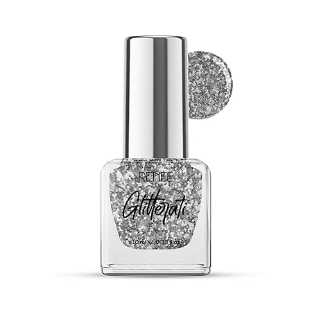 Renee Glitterati Nail Paint - Silver Flake|10 ml|MRP 149