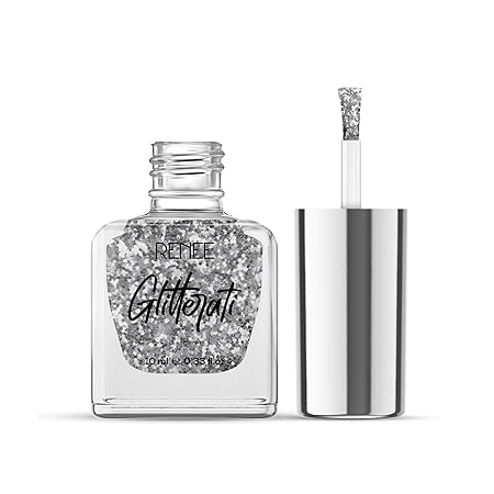 Renee Glitterati Nail Paint - Silver Flake|10 ml|MRP 149