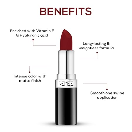 Renee Stunner Matte Lipstick - Red Hawt|4 gms|MRP 499