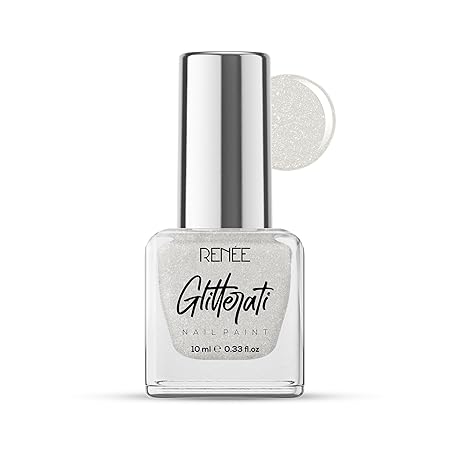 Renee Glitterati Nail Paint - White Sparkle|10 ml|MRP 149