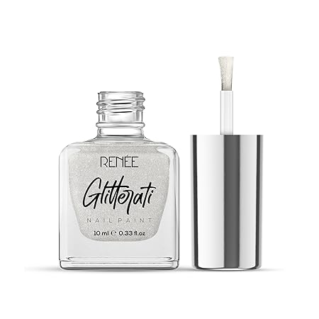 Renee Glitterati Nail Paint - White Sparkle|10 ml|MRP 149