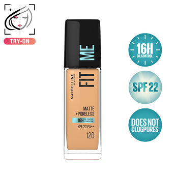 Maybelline Fit Me Matte + Poreless Foundation � 126 Light Pecan|30 ml|MRP 649