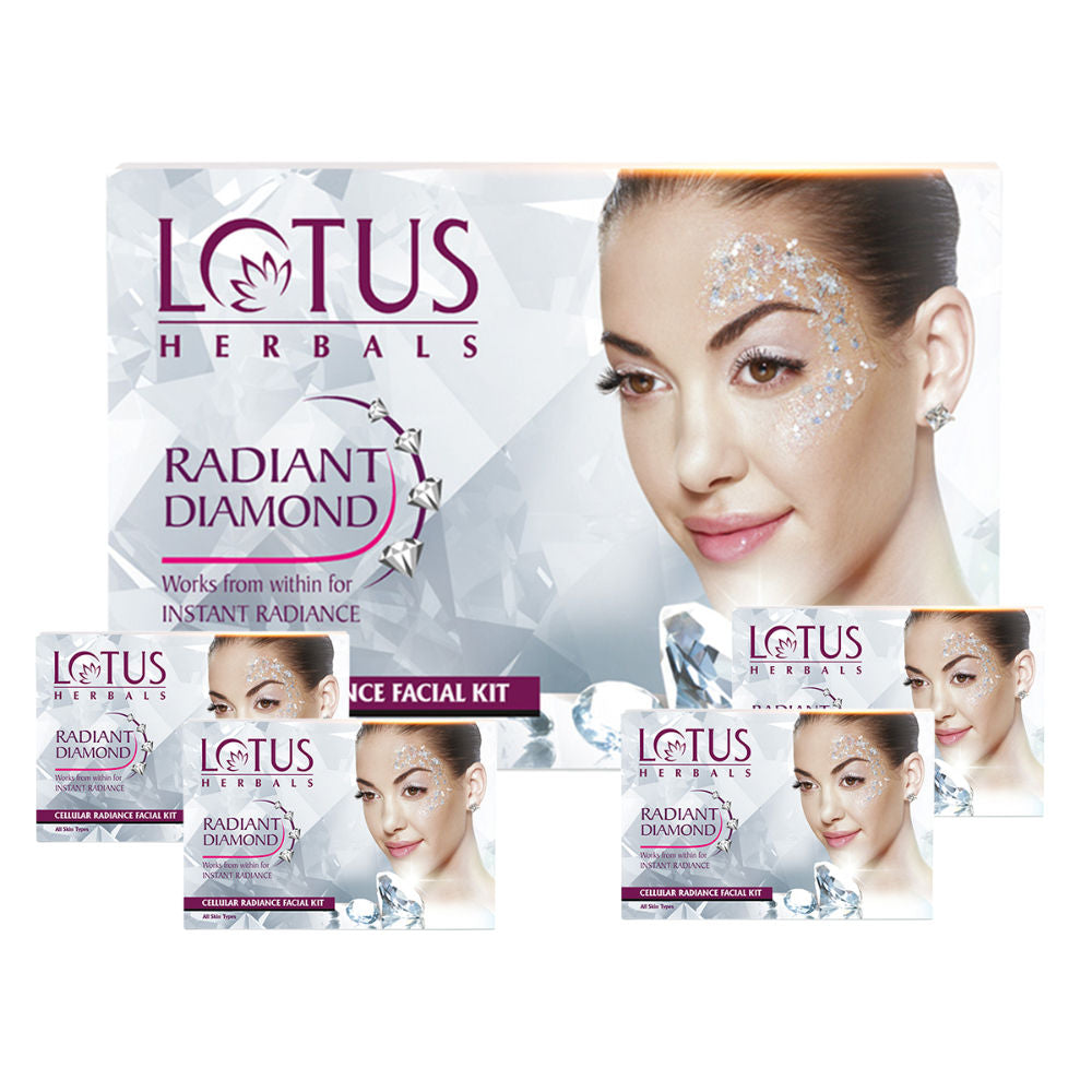 Lotus Herbals Radiant Diamond Cellular Radiance Facial Kit|148 gms|MRP 1205