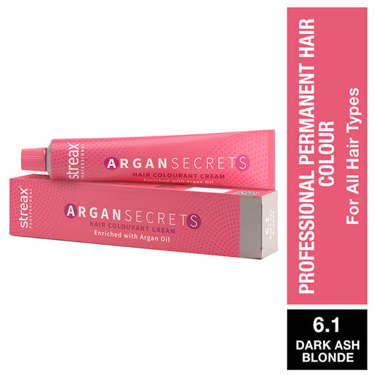 Streax Professional Argan Secret - Dark Ash Blonde 6.1|60 gms|MRP 220