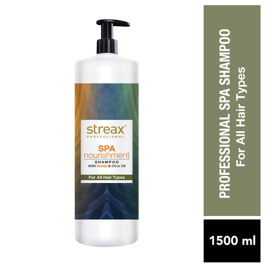 Streax Professional Spa Nourishment Shampoo With Honey & Olive Oil For All Hair Types|1500 ml|MRP 850
