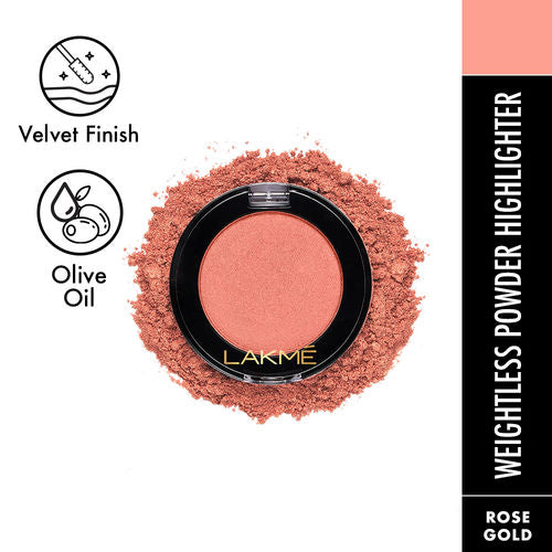 Lakme Face It Weightless Powder Highlighter ï¿½ Rose Gold H3|4 gms|MRP 299