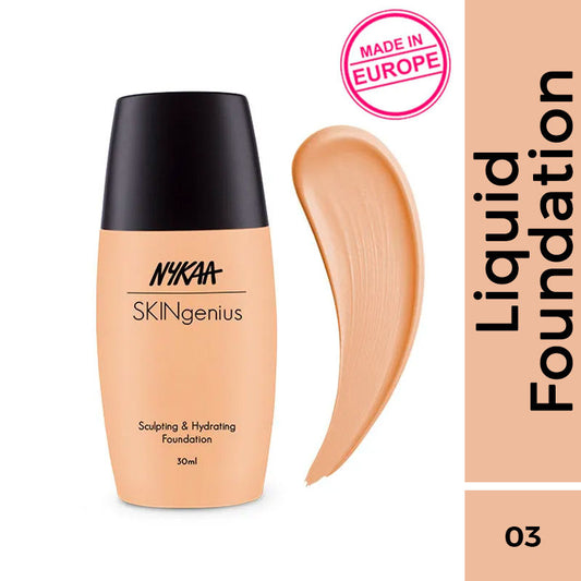Nykaa SKINgenius Sculpting & Hydrating Dewy Foundation For Dry Skin - Warm Sand - 03|30 ml|MRP 649