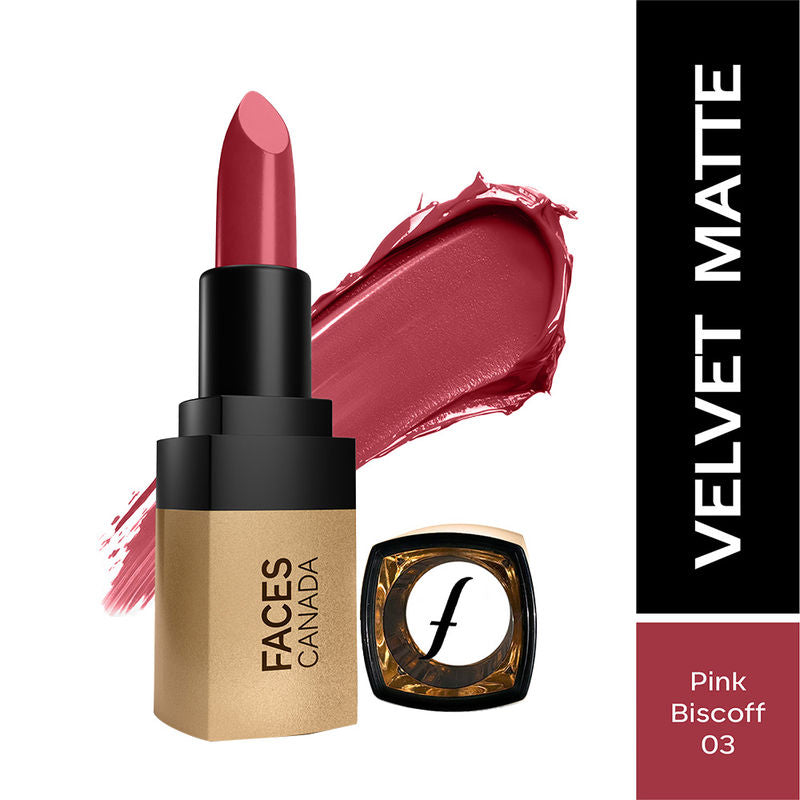 Faces Canada Comfy Matte Velvet Touch Lipstick - Pink Biscoff 03|4.2 ml|MRP 449