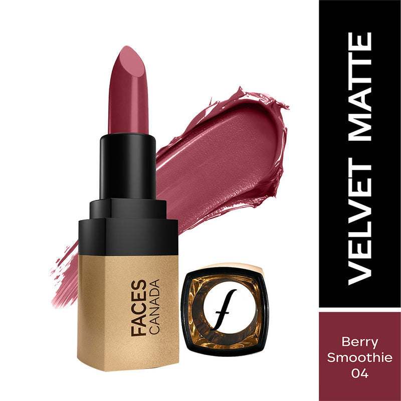 Faces Canada Comfy Matte Velvet Touch Lipstick - Berry Smoothie 04|4.2 ml|MRP 449