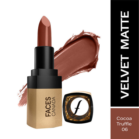 Faces Canada Comfy Matte Velvet Touch Lipstick - Cocoa Truffle 06|4.2 ml|MRP 449
