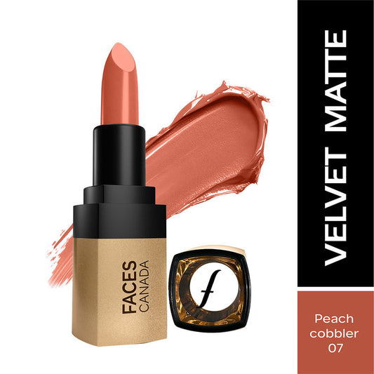Faces Canada Comfy Matte Velvet Touch Lipstick - Peach Cobbler 07|4.2 ml|MRP 449