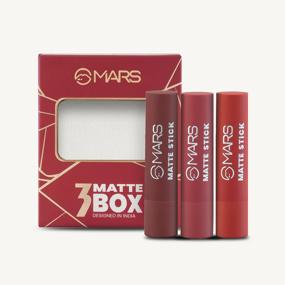 Mars Matte Lipsticks Box | Set of 3 Reds And Maroons 01|9.6 gms|MRP 447