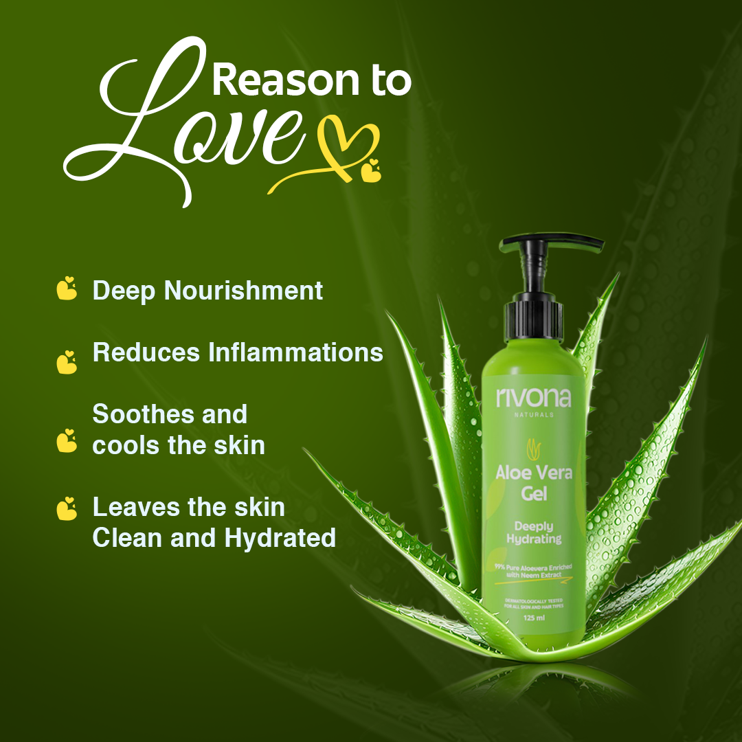 Rivona Aloe Vera Gel, pure organic aloe gel, soothing hydration care, natural aloe skincare