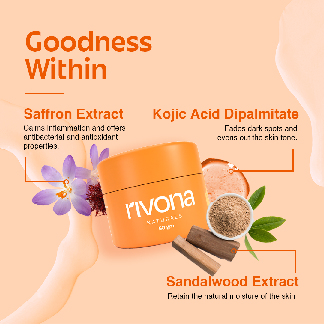 Rivona Honey Saffron Face Cream, moisturizing skincare cream, brightening face care