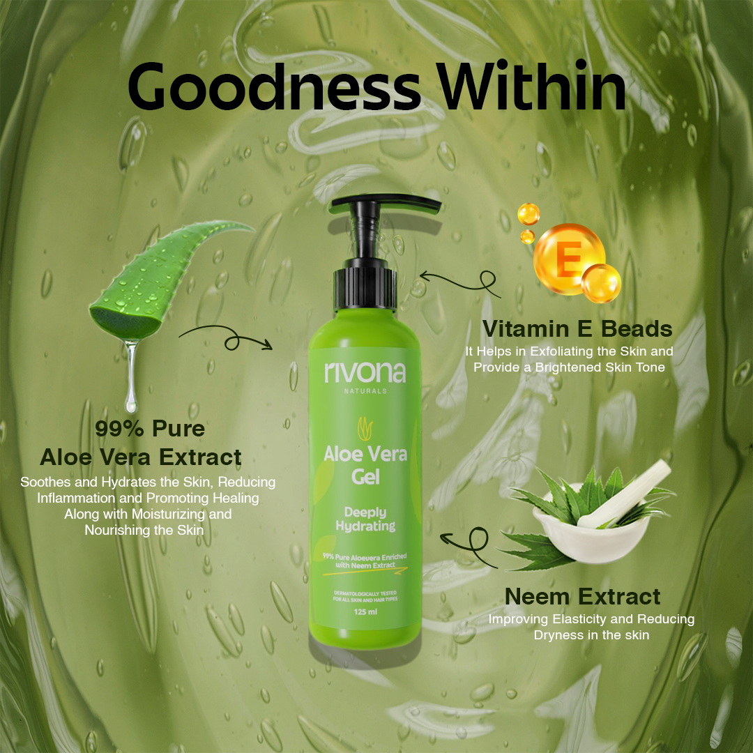Rivona Aloe Vera Gel, pure organic aloe gel, soothing hydration care, natural aloe skincare
