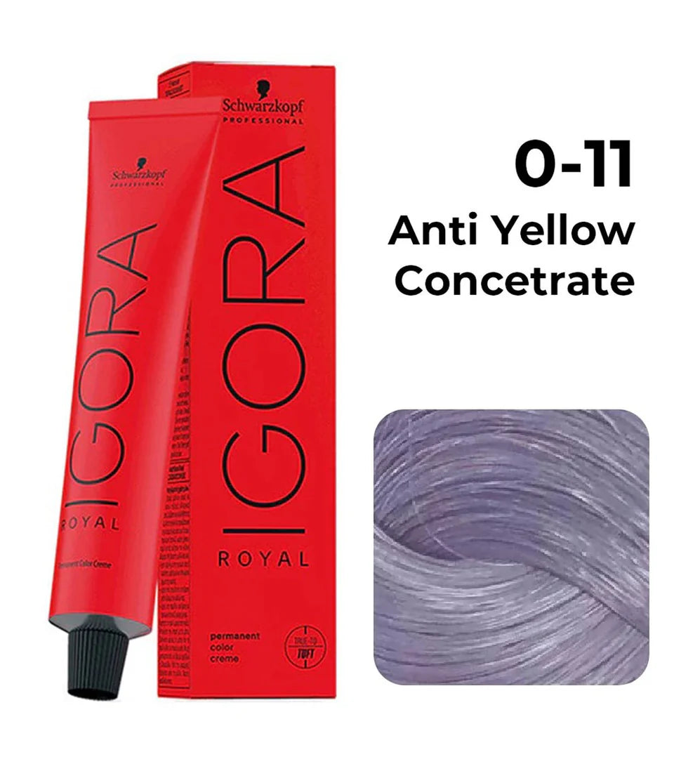 Schwarzkopf Professional Igora Royal Permanent Color Creme (0-11 Anti Yellow Concetnrate)|60 mlMRP 425