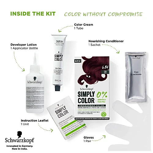 Schwarzkopf Simply Colour Permanent Hair Colour 6.84 True Red|142.5 mlMRP 675